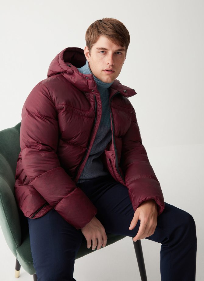 Sporty waxed down jacket with fixed hood - Image 2