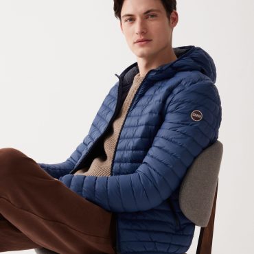 Opaque autumn down jacket with hood