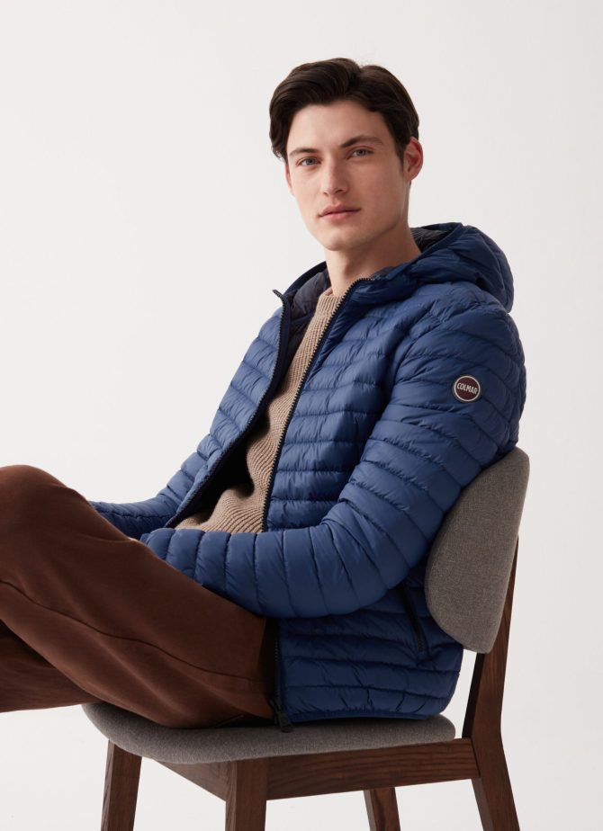Opaque autumn down jacket with hood
