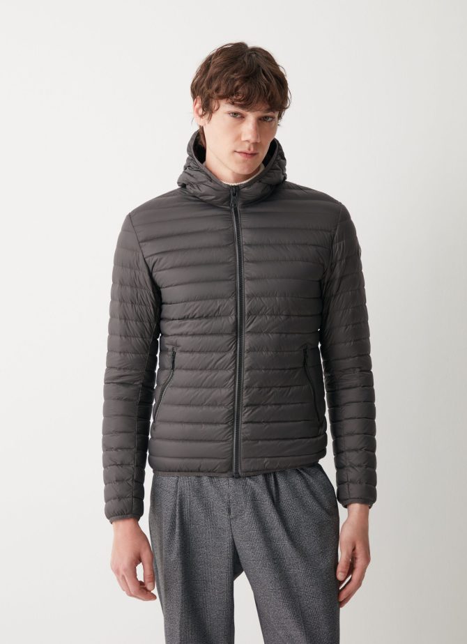 Opaque autumn down jacket with hood - Image 3