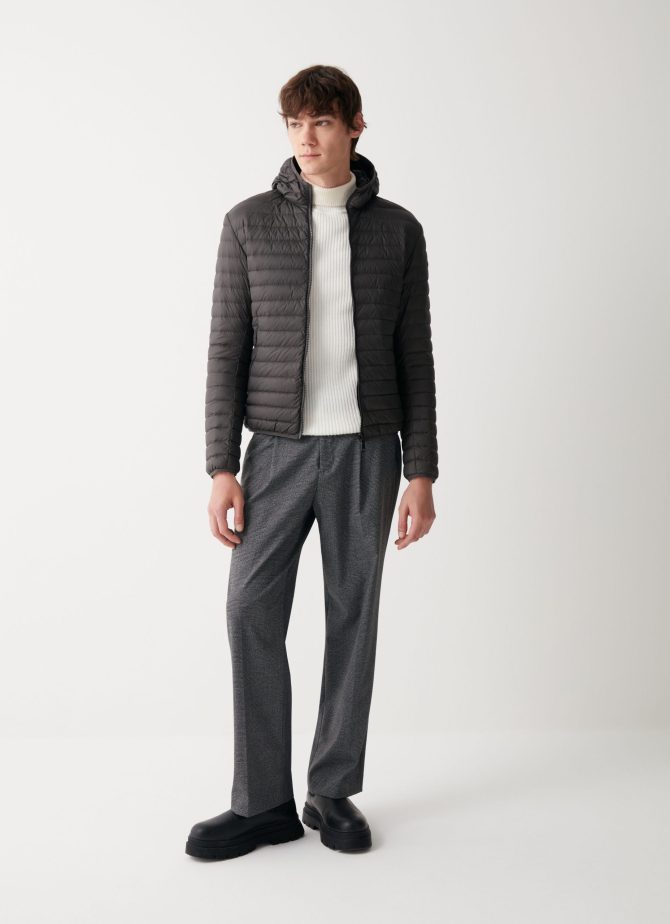 Opaque autumn down jacket with hood