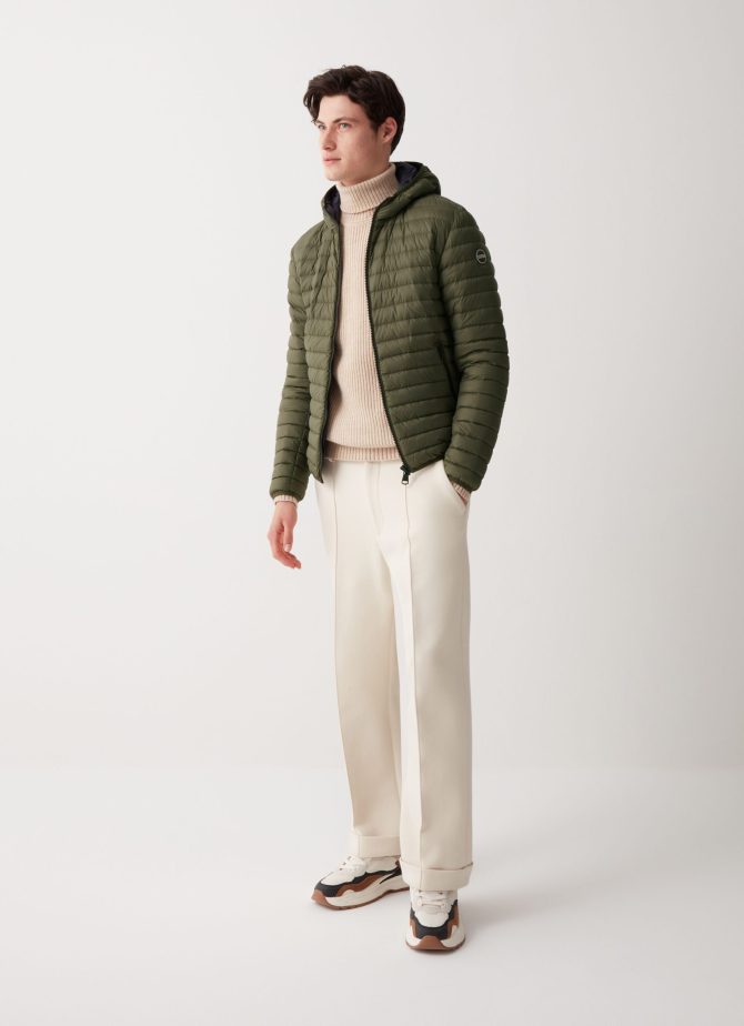 Opaque autumn down jacket with hood
