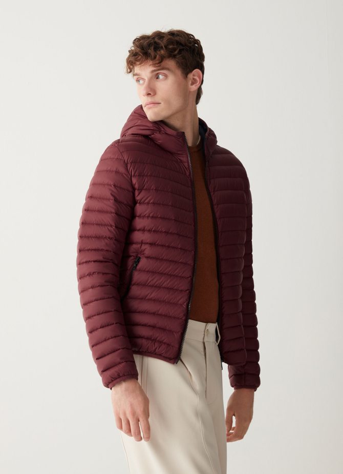 Opaque autumn down jacket with hood