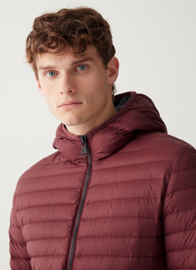 Opaque autumn down jacket with hood - Image 2