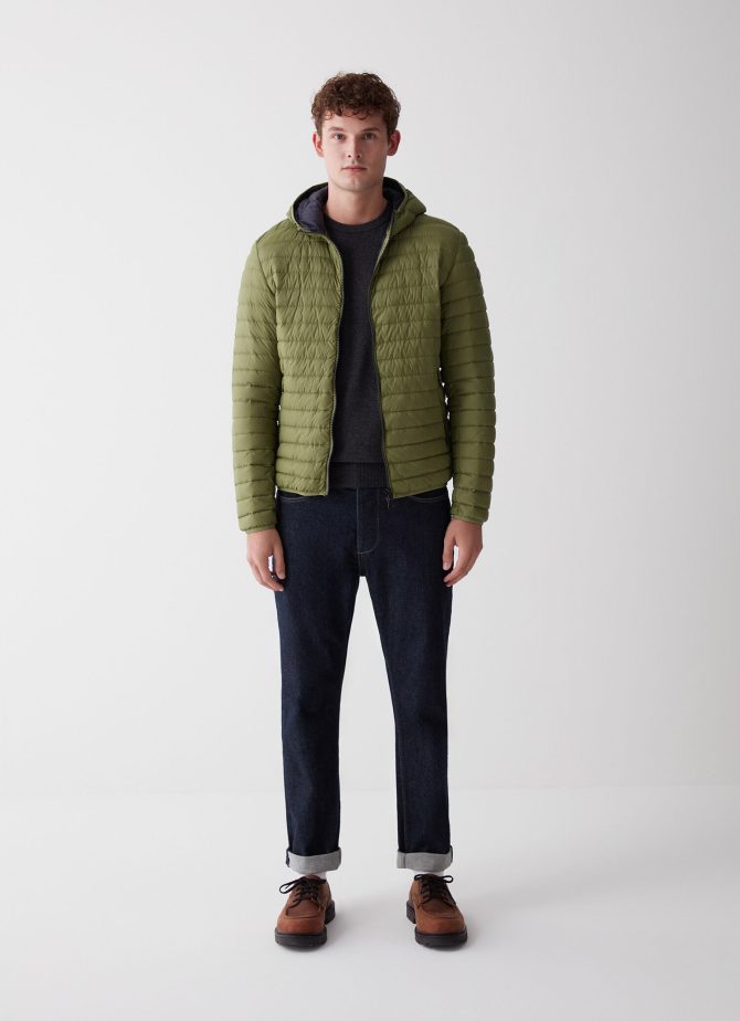 Opaque autumn down jacket with hood - Image 3