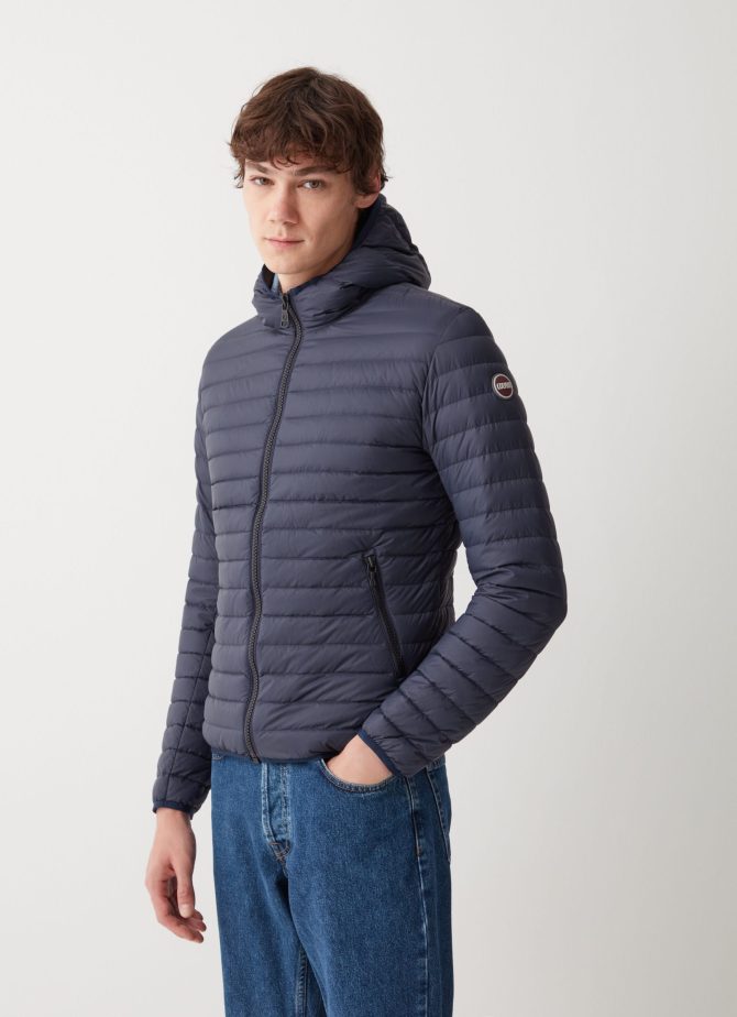 Opaque autumn down jacket with hood