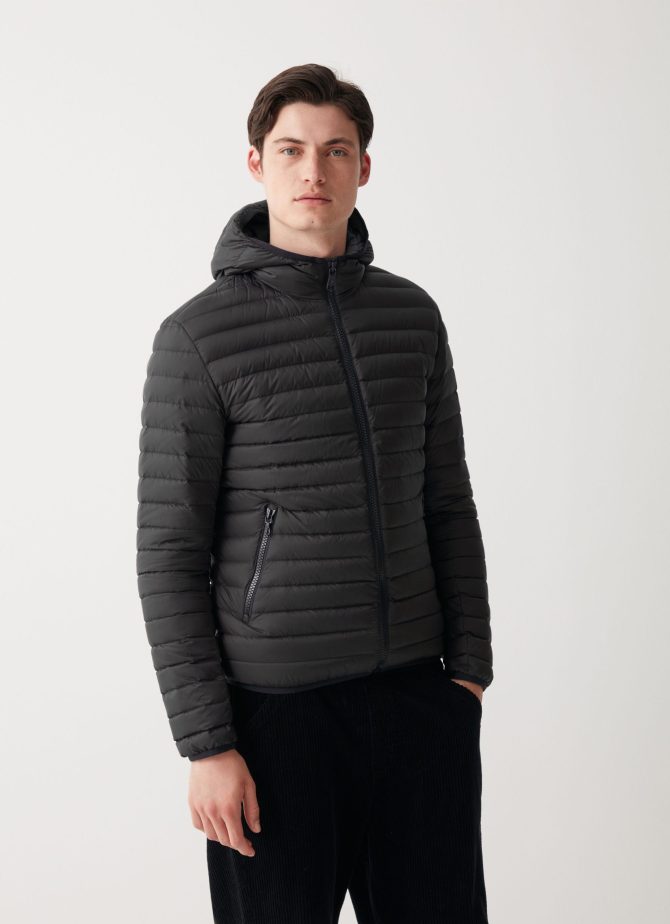 Opaque autumn down jacket with hood - Image 3