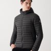 Opaque autumn down jacket with hood