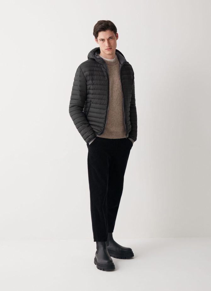 Opaque autumn down jacket with hood - Image 2