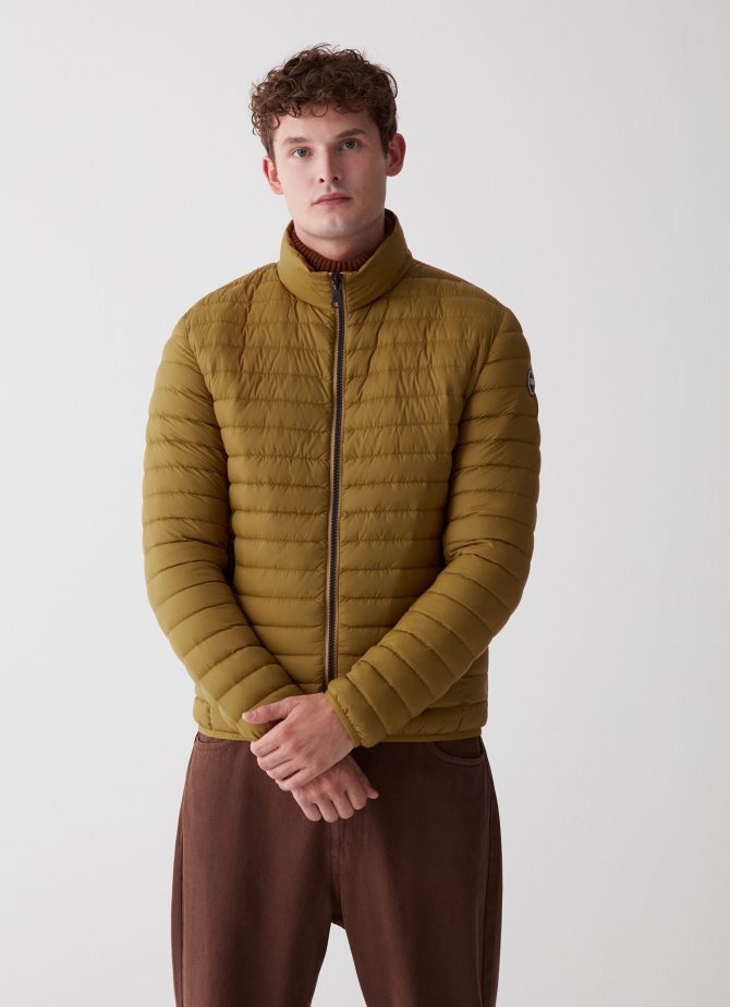 Opaque autumn down jacket with padded collar