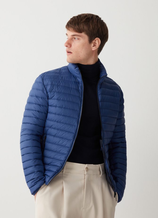 Opaque autumn down jacket with padded collar