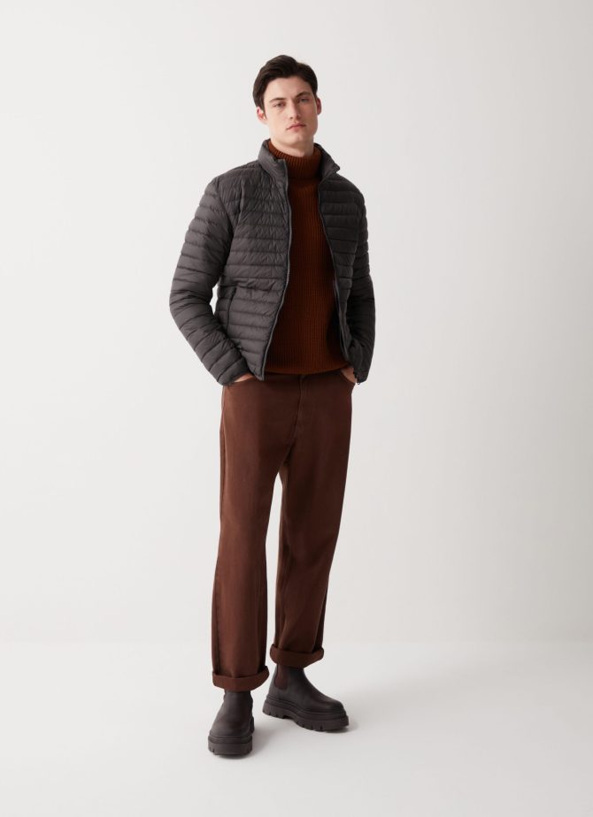 Opaque autumn down jacket with padded collar - Image 3