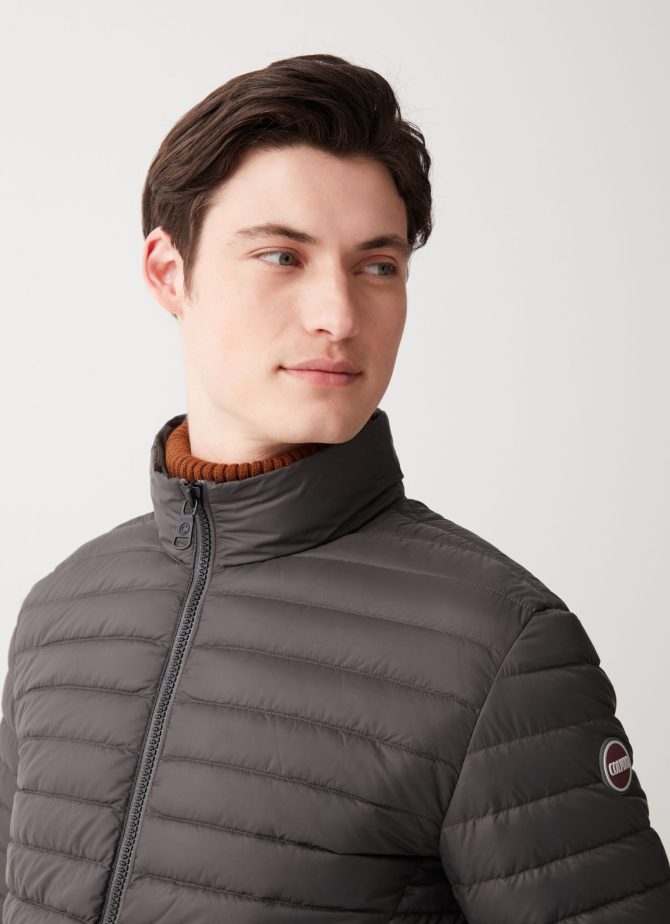 Opaque autumn down jacket with padded collar