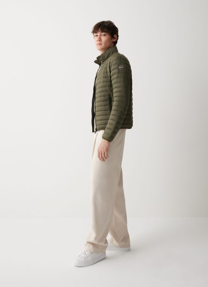 Opaque autumn down jacket with padded collar