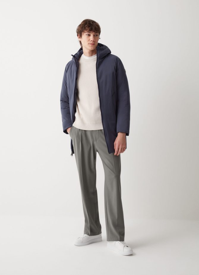 Long reversible down jacket in matt fabric