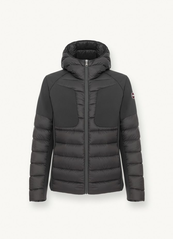 Down jacket with fixed hood in double fabric - Image 4