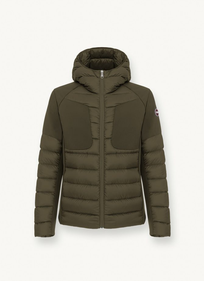 Down jacket with fixed hood in double fabric - Image 4
