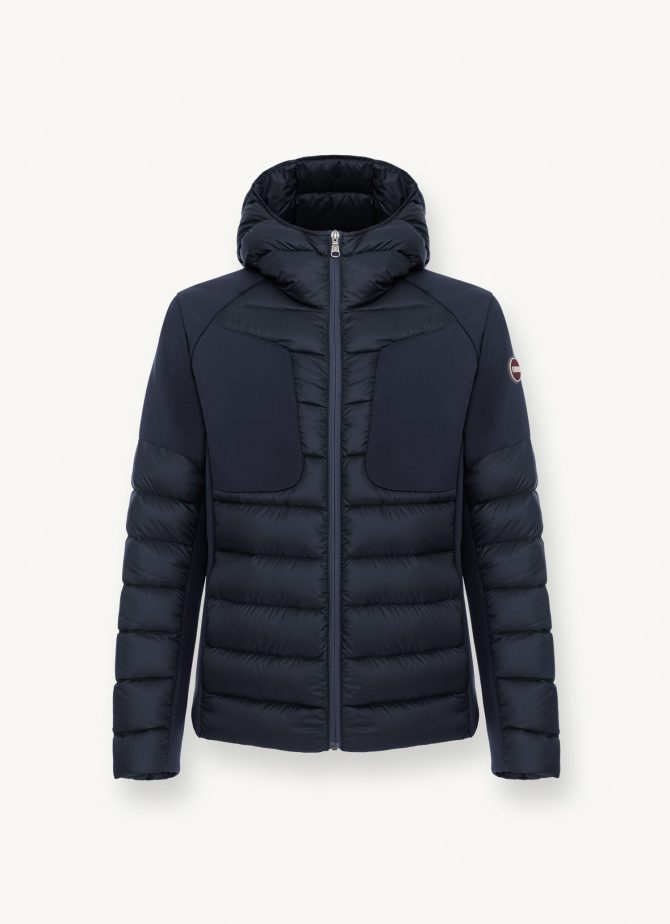 Down jacket with fixed hood in double fabric - Image 4