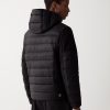 Down jacket with fixed hood in double fabric - Image 3