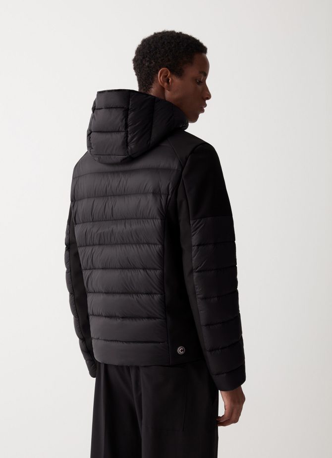 Down jacket with fixed hood in double fabric - Image 3
