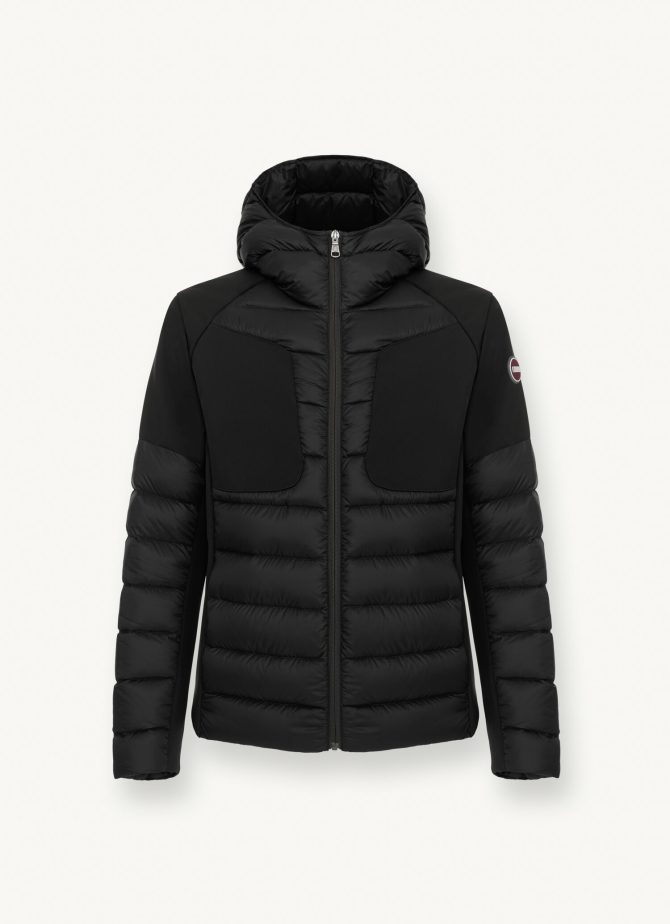 Down jacket with fixed hood in double fabric - Image 4