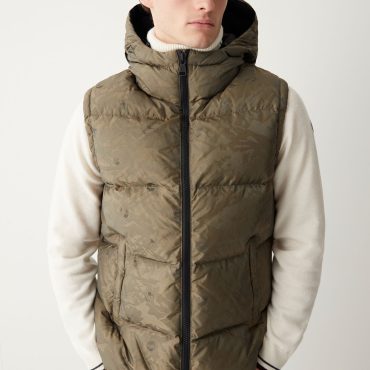 Oversized down padded gilet with hood