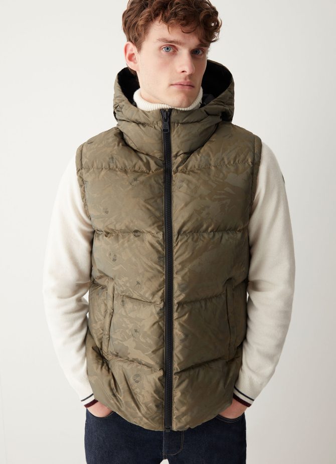 Oversized down padded gilet with hood