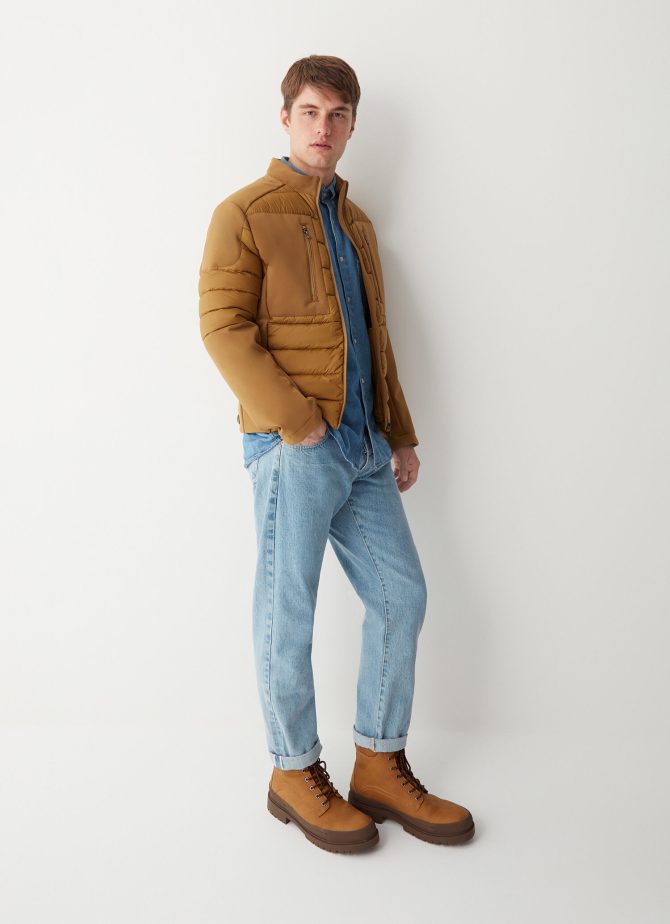 Biker down jacket in double fabric - Image 2