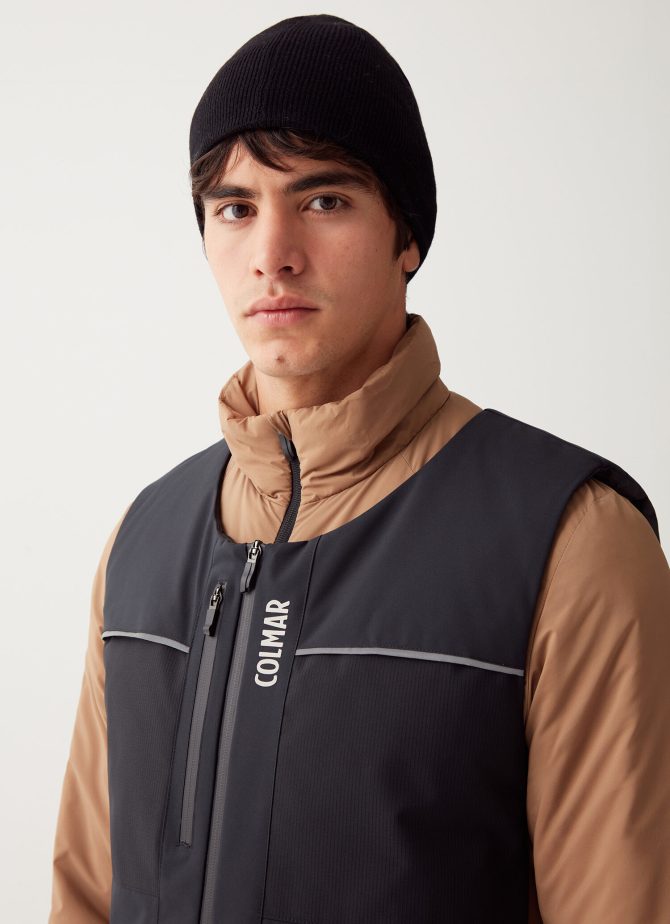 Stretch fabric gilet with chest pocket