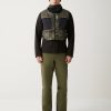 Stretch fabric gilet with camouflage print
