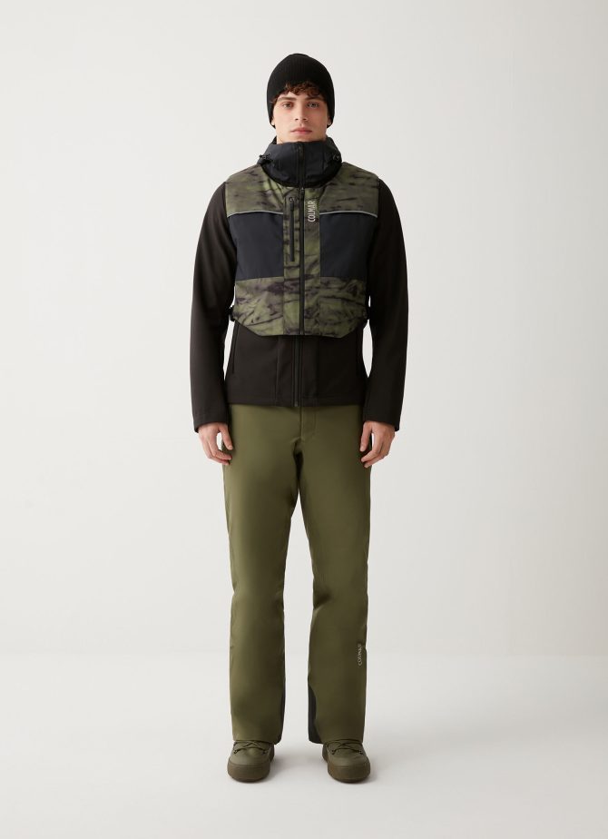 Stretch fabric gilet with camouflage print