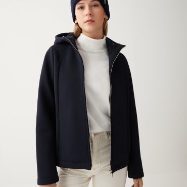 Unpadded wool jacket with hood