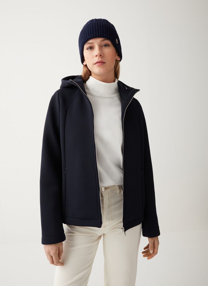 Unpadded wool jacket with hood