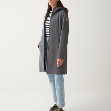 Unpadded wool coat with hood