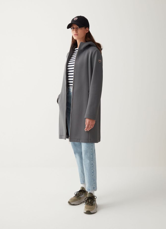 Unpadded wool coat with hood