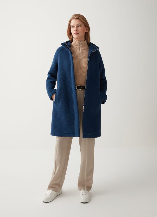 Hooded coat in woolen cloth - Image 3