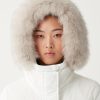 Long jacket with hood and fur trim - Image 3