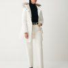 Long jacket with hood and fur trim - Image 2