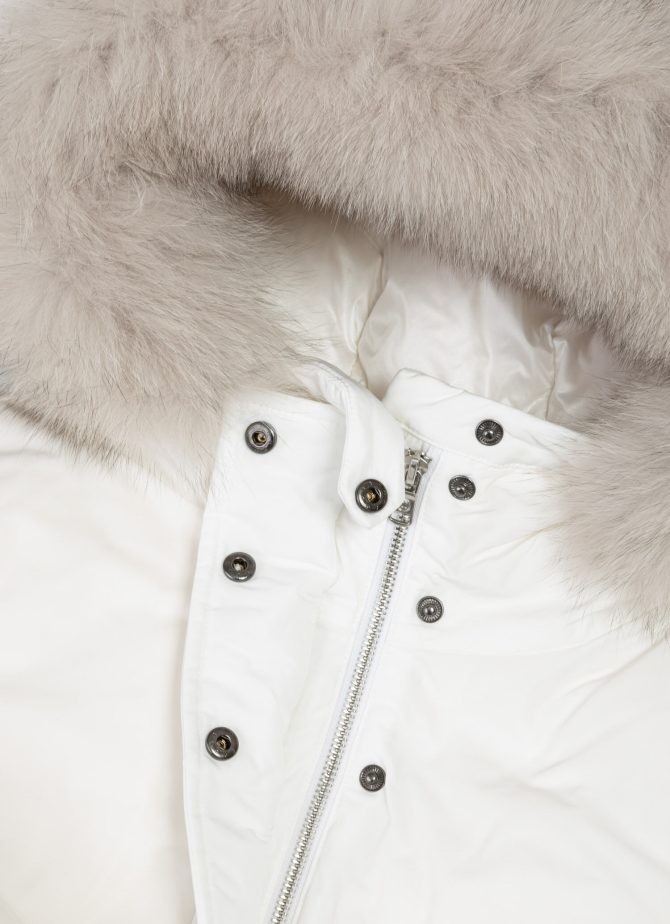 Long jacket with hood and fur trim - Image 6