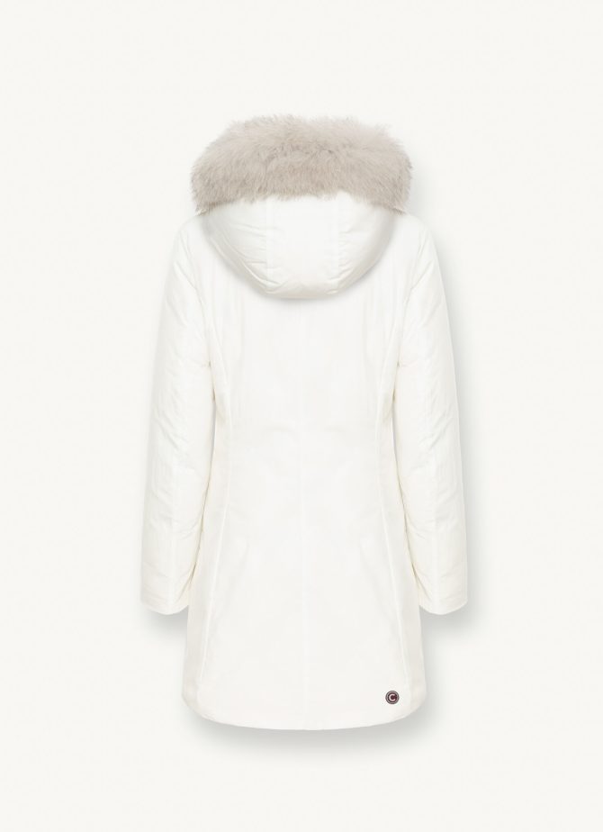 Long jacket with hood and fur trim - Image 5