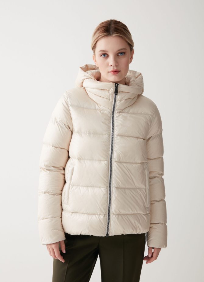 Iridescent down jacket with hood and maxi collar - Image 3