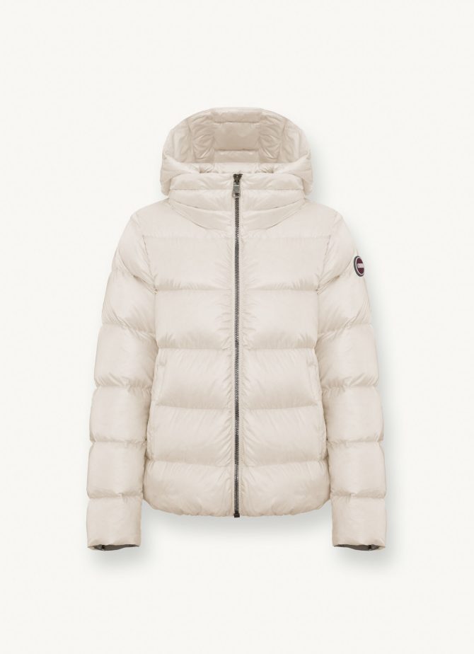 Iridescent down jacket with hood and maxi collar - Image 4