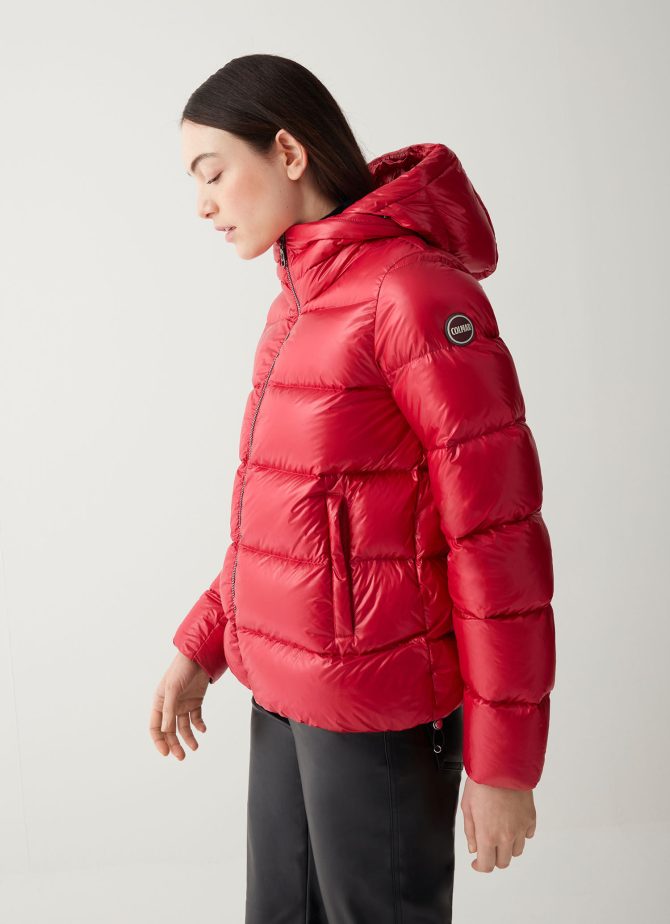 Iridescent down jacket with hood and maxi collar - Image 2