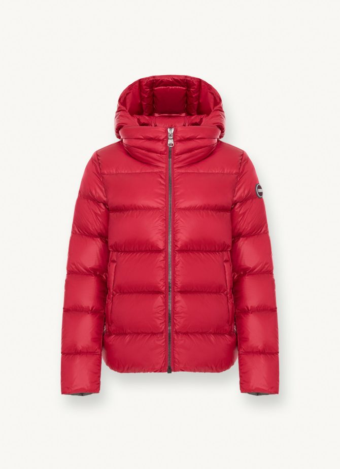 Iridescent down jacket with hood and maxi collar - Image 4
