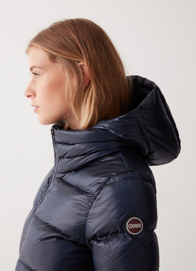 Iridescent down jacket with hood and maxi collar - Image 3