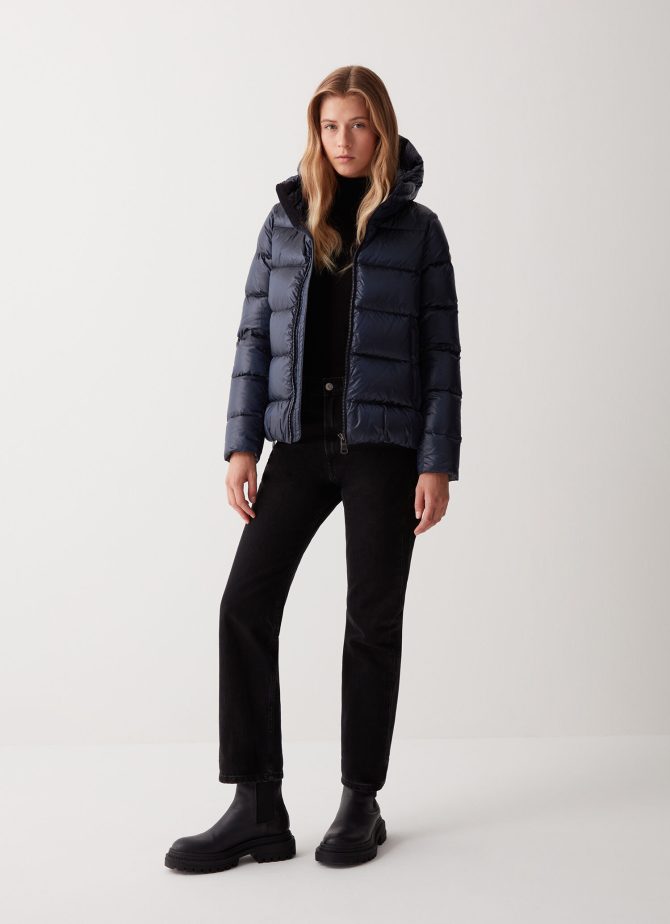 Iridescent down jacket with hood and maxi collar - Image 2