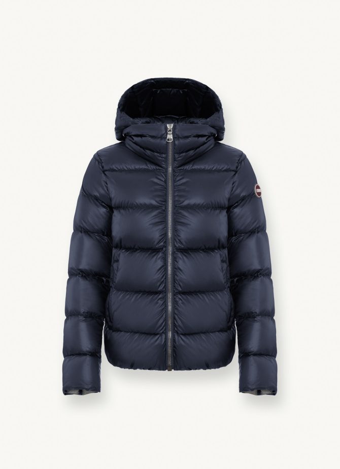 Iridescent down jacket with hood and maxi collar - Image 4