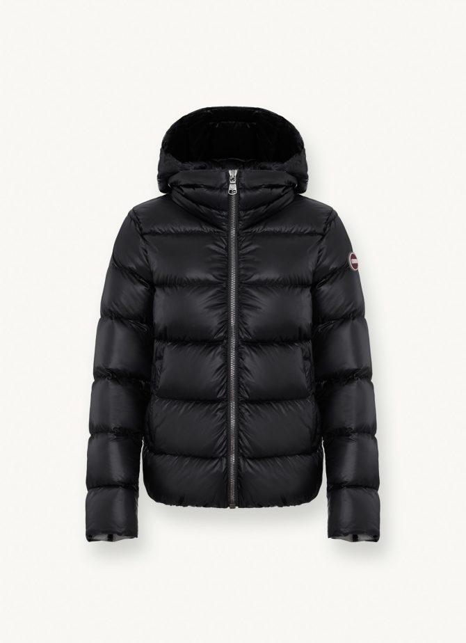 Iridescent down jacket with hood and maxi collar - Image 4