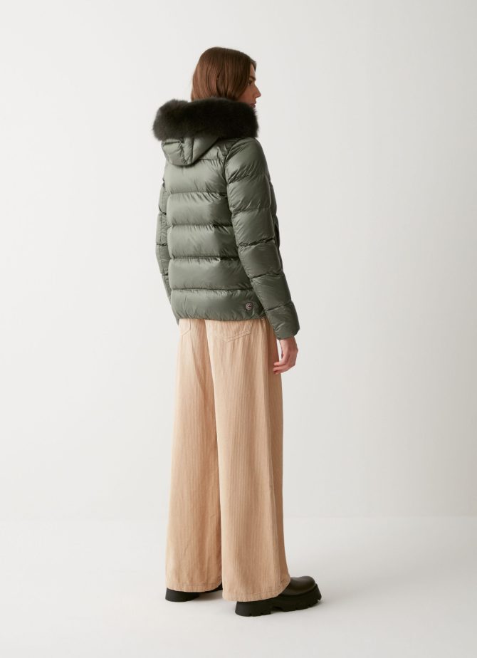Iridescent down jacket with real fur hood - Image 3