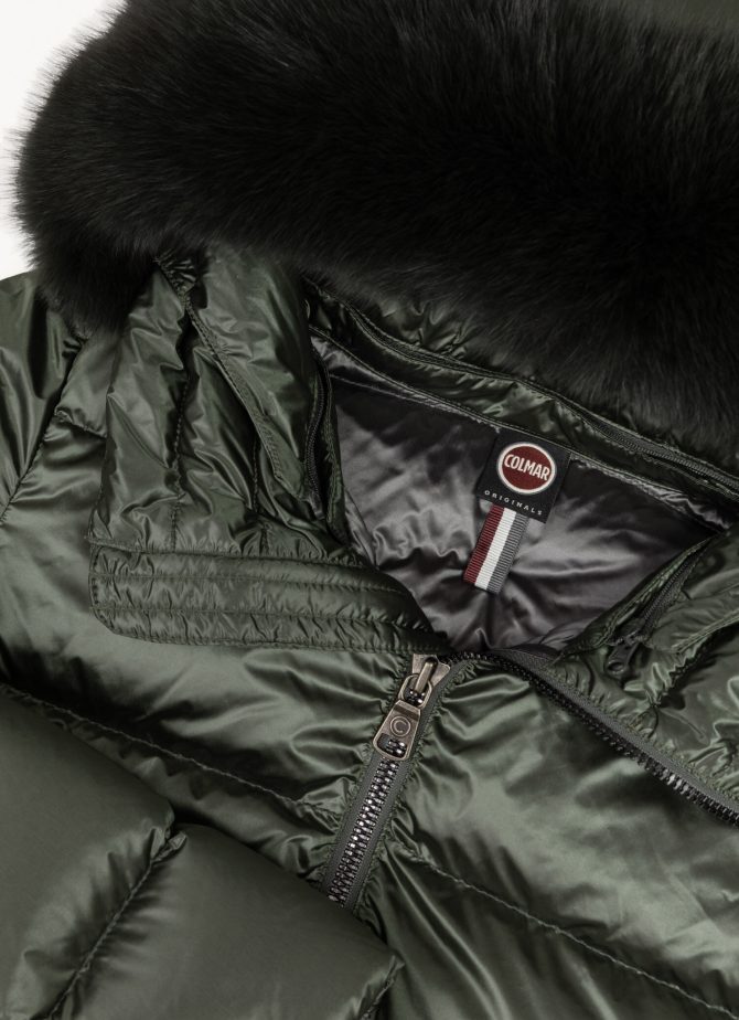 Iridescent down jacket with real fur hood - Image 6